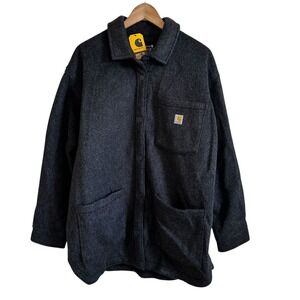 Carhartt Wool Blend Shirt Jacket Oversized Button Front‎ Coat Charcoal XL